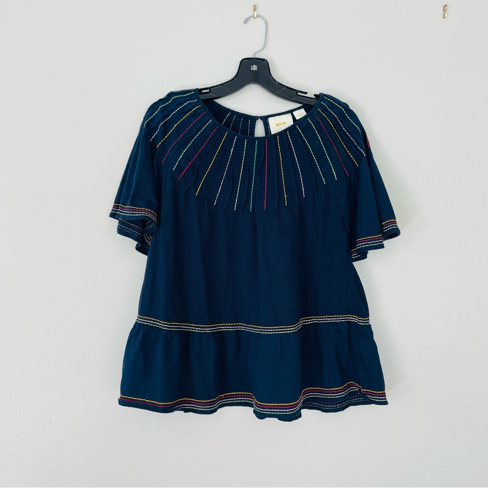 [Anthropologie] Maeve Flutter Sleeve Peplum Top